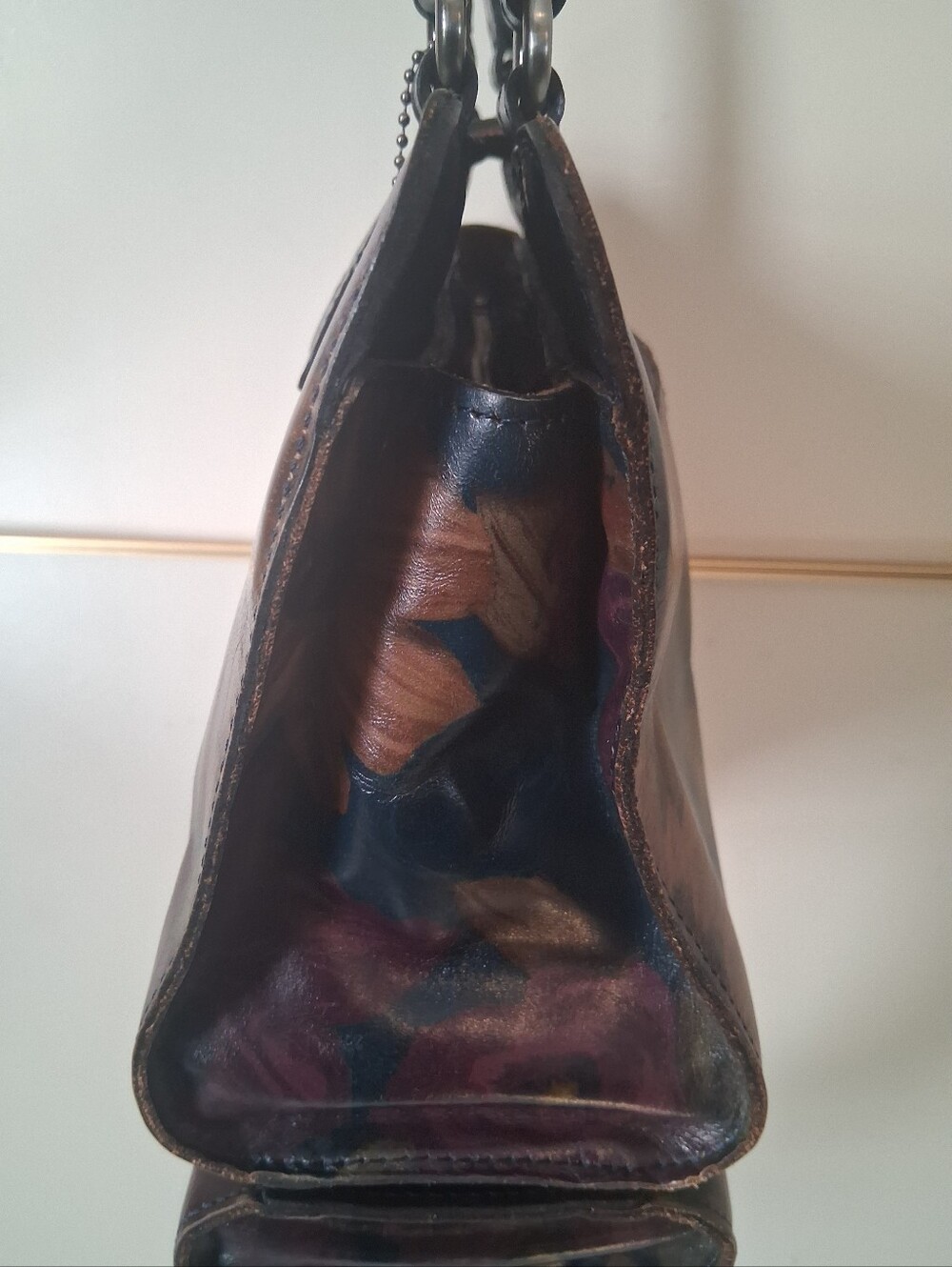 Patricia Nash Rienzo Peruvian Painting Leather Crossbody Satchel Handbag - Picture 8 of 12